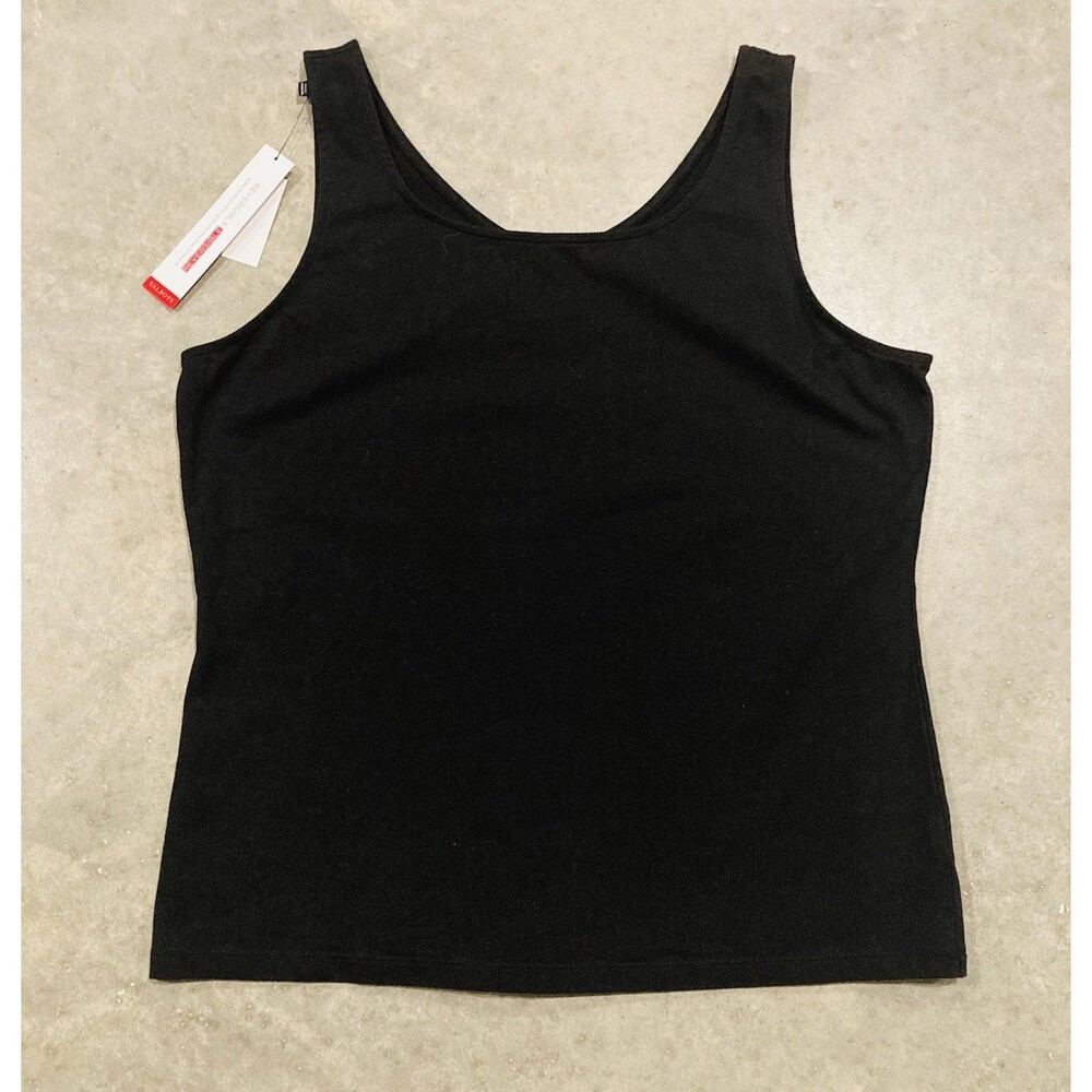 Talbots Tank Top Women’s Large Black Reversible Scoop Neck Top Stretch NWT